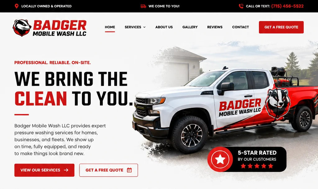 Badger Mobile Wash team and service branding