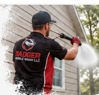 Badger Mobile Wash technician cleaning a residential exterior